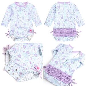 Ruffle Butts Pastel Floral Baby Bodysuit